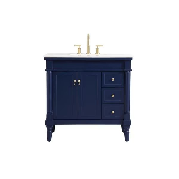 36 in. Single Bathroom Vanity, Blue, Elegant Lighting, Mfr#: VF13036BL